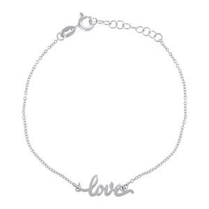 925 Sterling Silver Womens Love Charm Bracelet Size 7.5 Inches